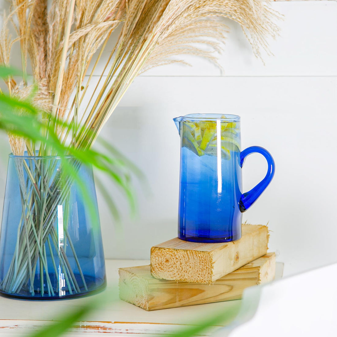 Jebel Recycled Glass Jug - 1L - Blue