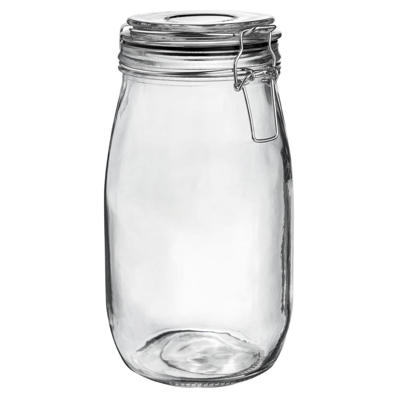 Argon Tableware Glass Storage Jar - 1.5 Litre - Black Seal