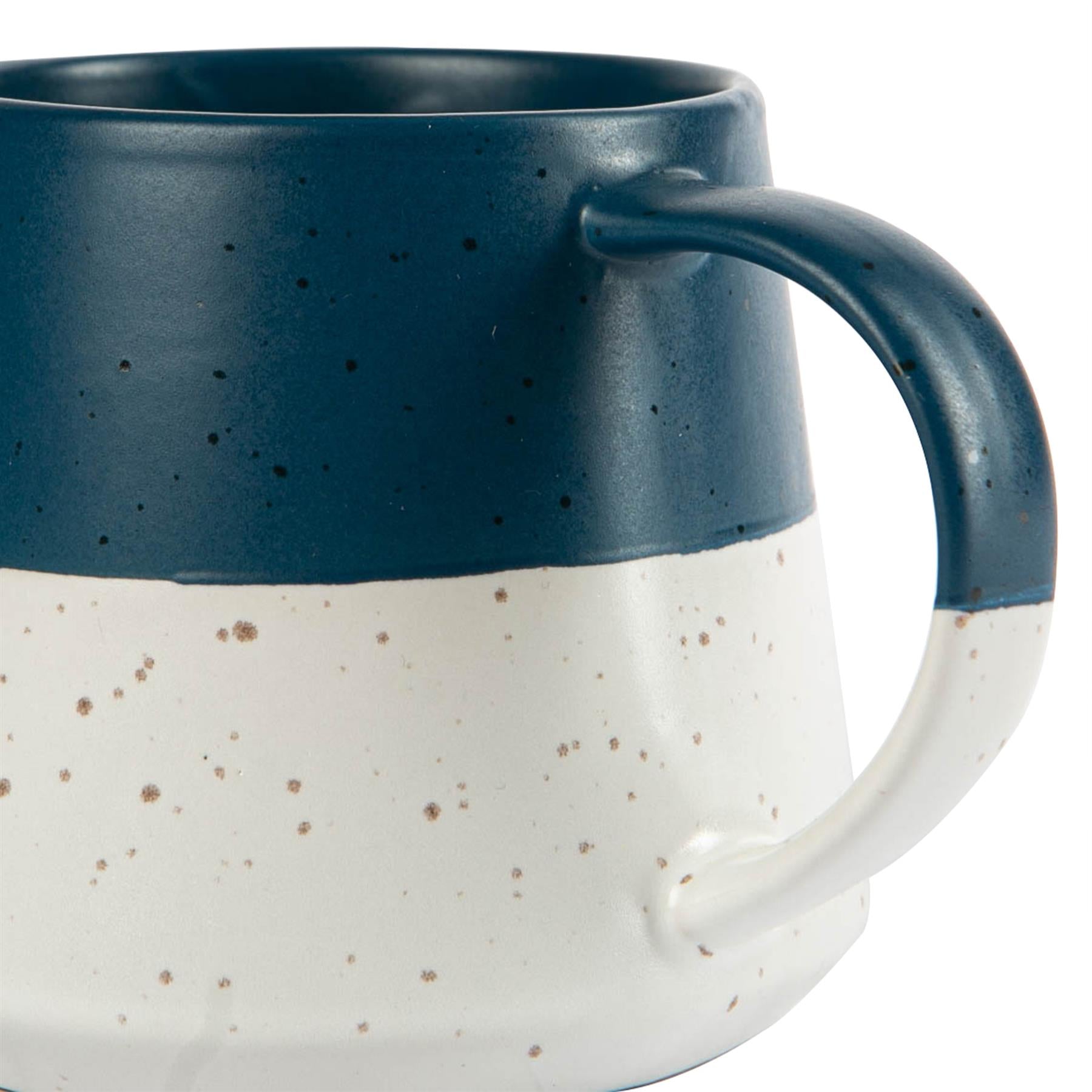 Dipped Flecked Stoneware Belly Coffee Mug - 370ml - Navy