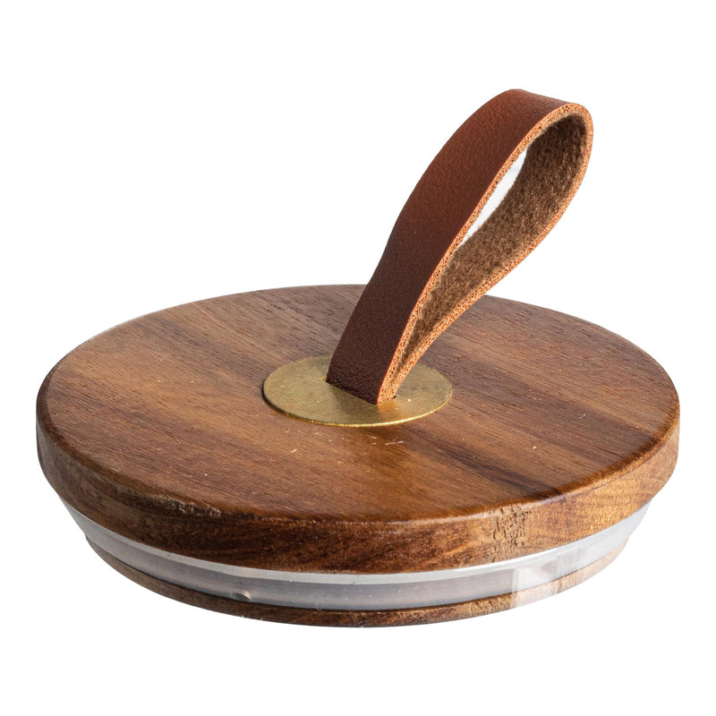 Argon Tableware Airtight Wooden Storage Jar Lid - Leather Loop