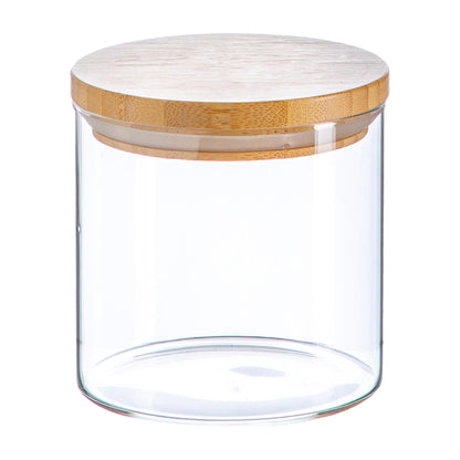 Argon Tableware Scandi Glass Storage Jar with Wooden Lid - 550ml