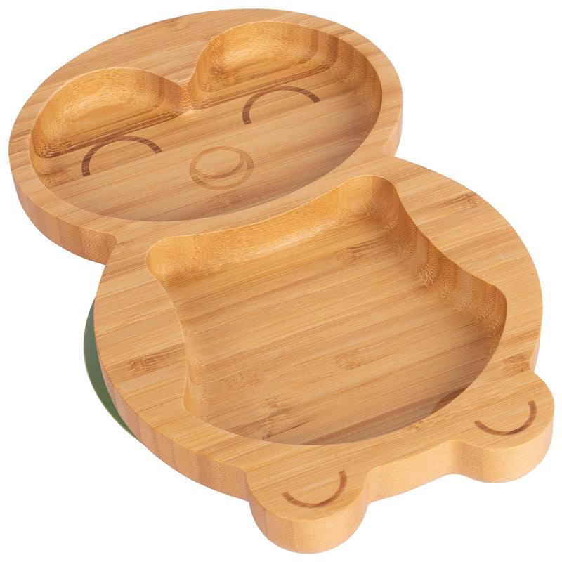 Olive Green Penguin Bamboo Suction Plate - By Tiny Dining