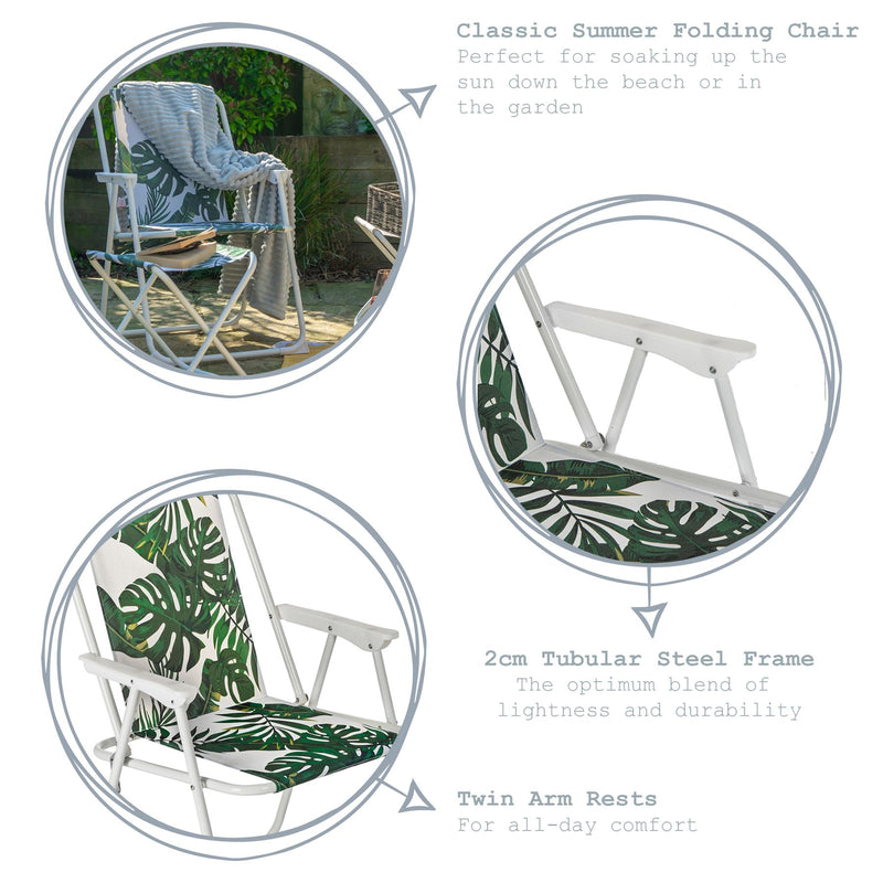 Harbour Housewares Folding Beach Arm Chair - Banana Leaf