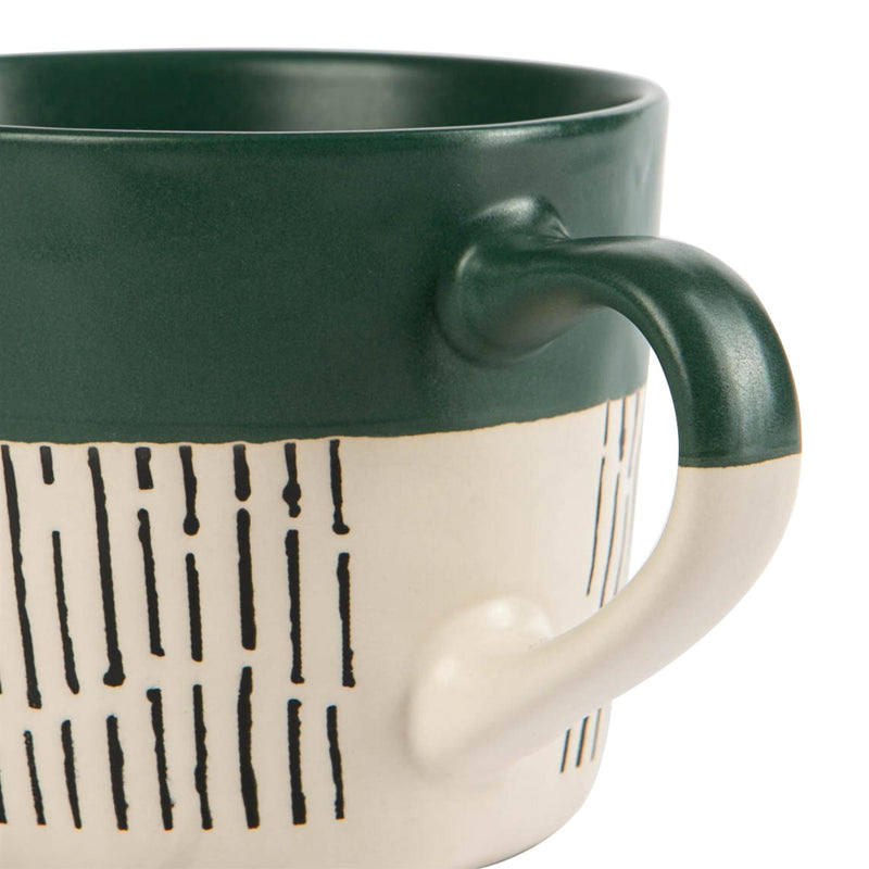 Nicola Spring Ceramic Dipped Dash Coffee Mug - 450ml - Sage