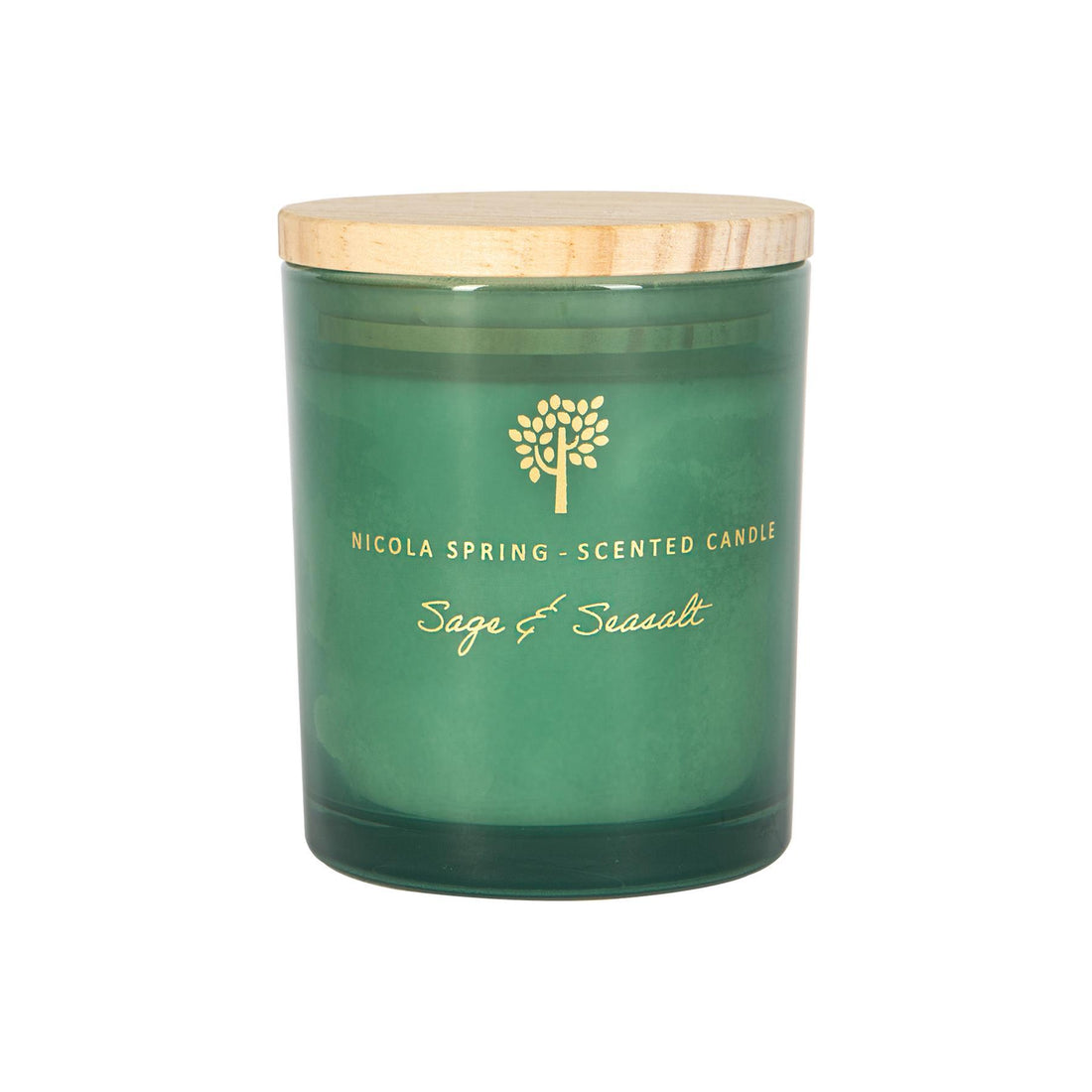 130g Sage &amp; Seasalt Soy Wax Scented Candle - by Nicola Spring