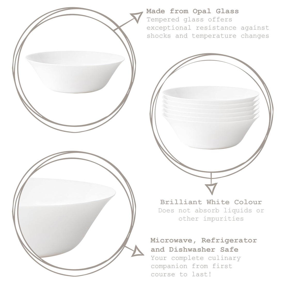 White Moon Glass Salad Bowl - 27cm