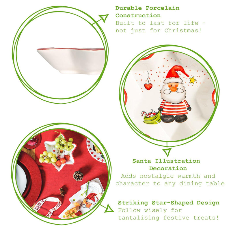 Nicola Spring Christmas Star Serving Platter - 18cm - Santa