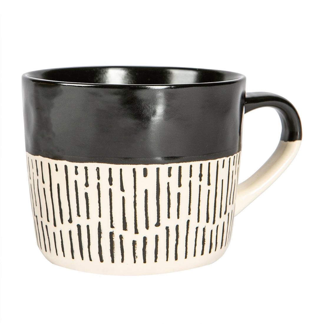 Dipped Dash Stoneware Coffee Mug - 450ml - Black