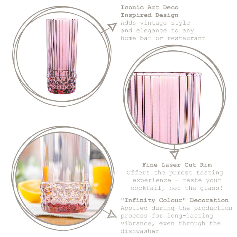 Bormioli Rocco America '20s Highball Glass - 400ml - Lilac Rose
