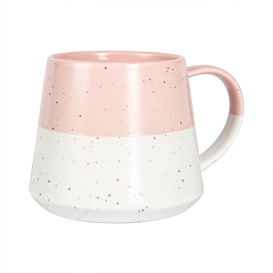 Dipped Flecked Stoneware Belly Coffee Mug - 370ml - Dusty Pink