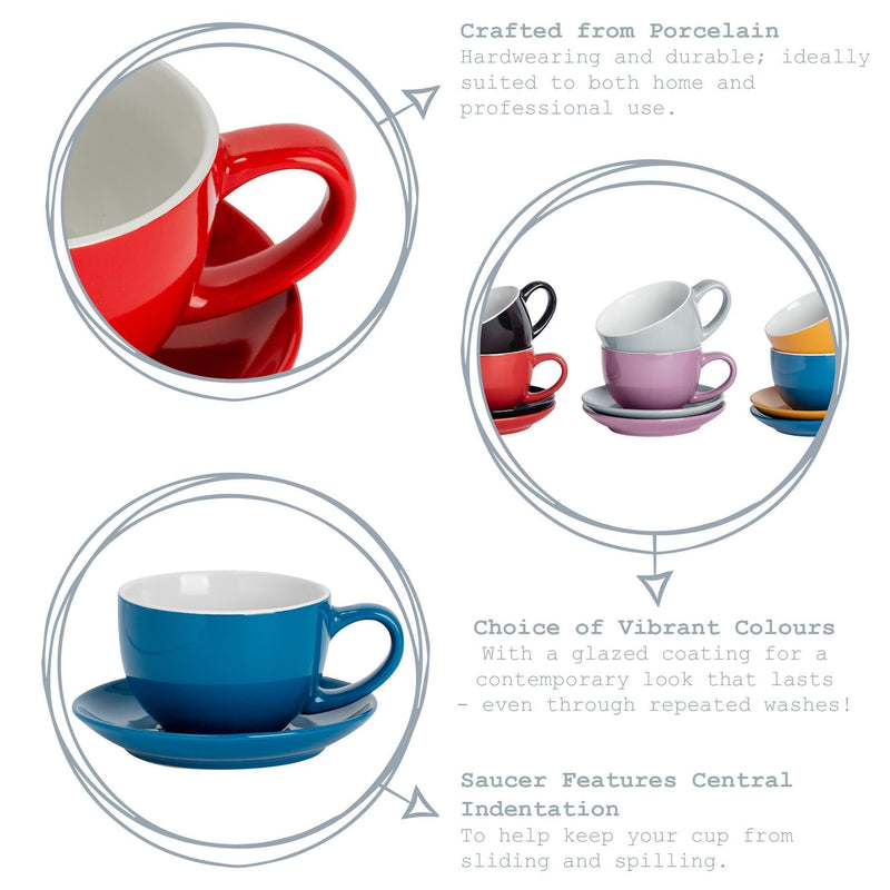 Argon Tableware Coloured Cappuccino Cup - Blue - 250ml Key Features