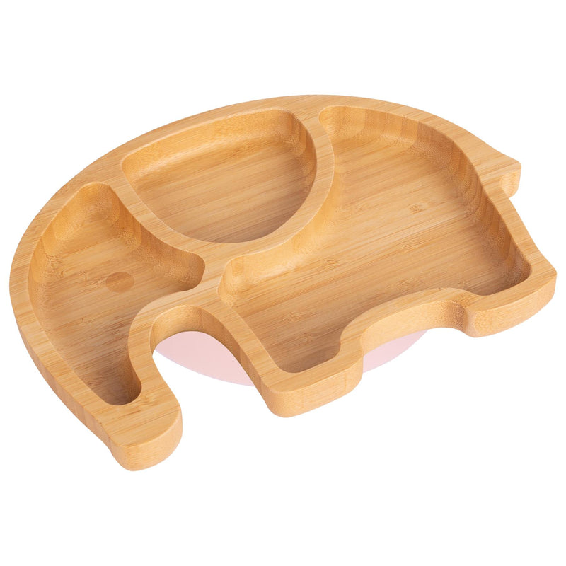 Pastel Pink Elephant Bamboo Suction Plate - By Tiny Dining