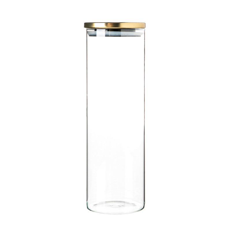 Argon Tableware Glass Storage Jar with Metal Lid - 2 Litre - Gold