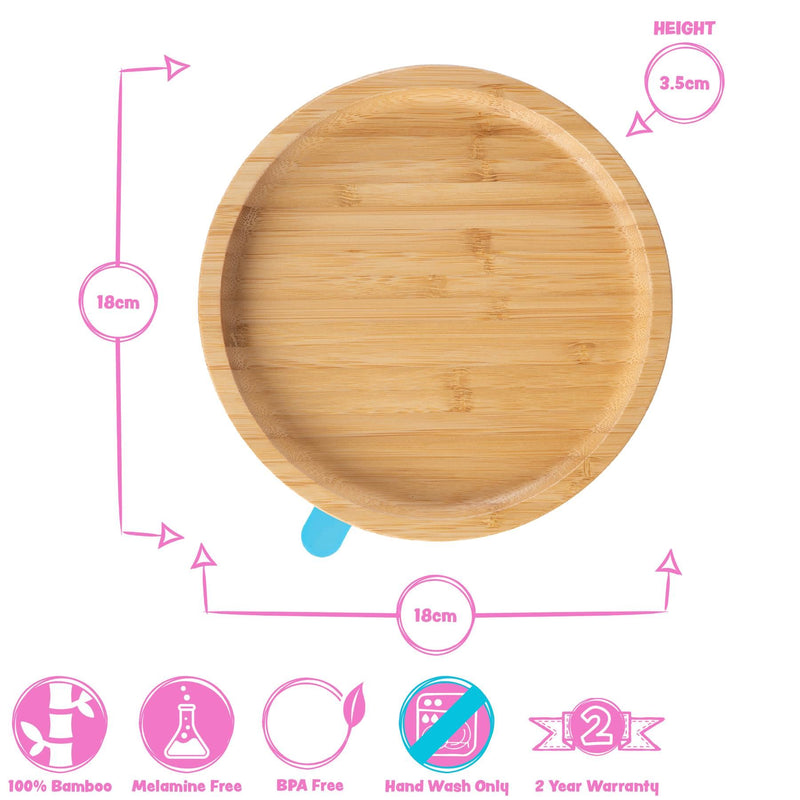 Beige Round Bamboo Suction Plate - By Tiny Dining