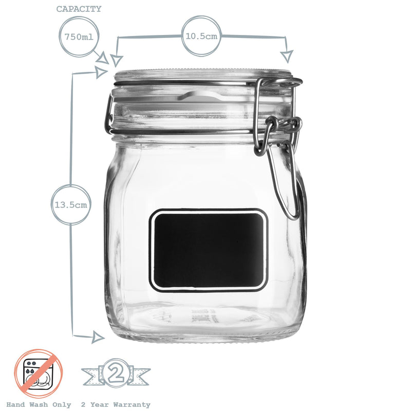 Bormioli Rocco Lavagna Glass Storage Jar with Chalkboard Label - 750ml
