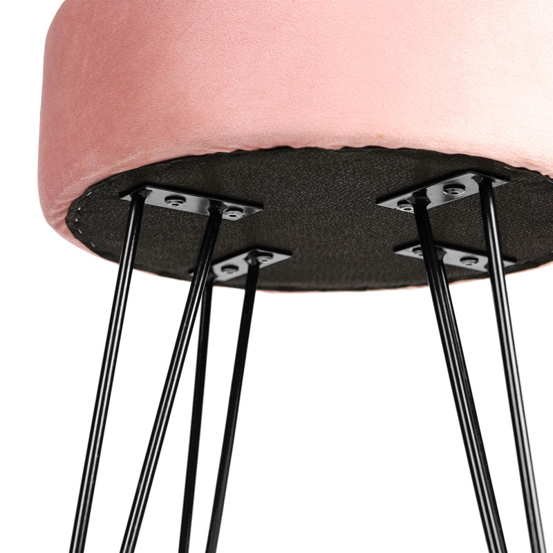 Pink Round Velvet Footstool - By Harbour Housewares