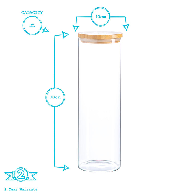 Scandi Glass Storage Jar with Wooden Lid - 2 Litre