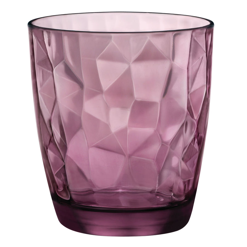 Bormioli Rocco 6 Diamond Glass Whiskey Glasses - Purple - 390ml