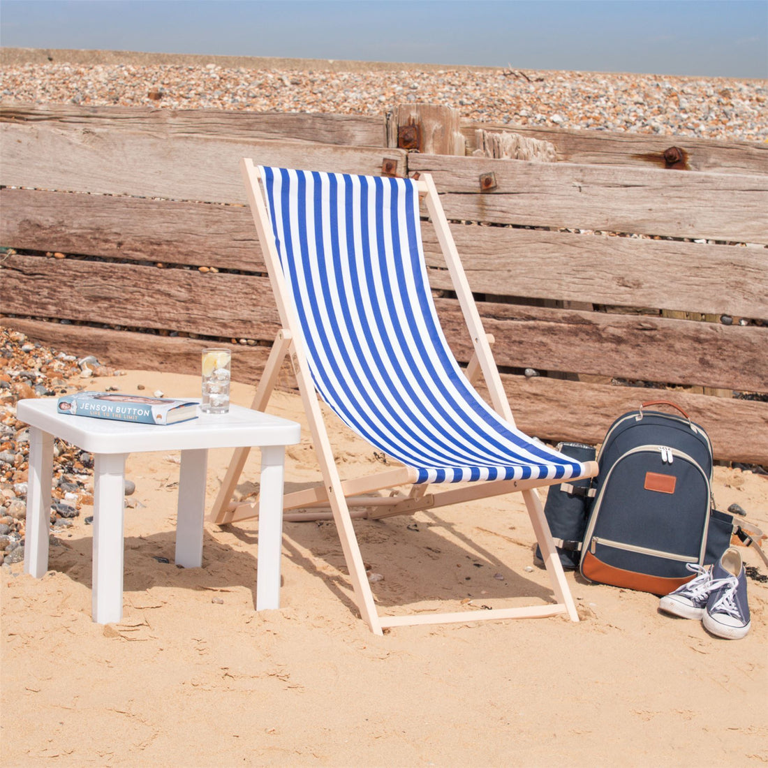 summer beach holiday folding wooden deckchair