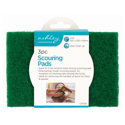 Green Heavy-Duty Scouring Pads - Pack of 3