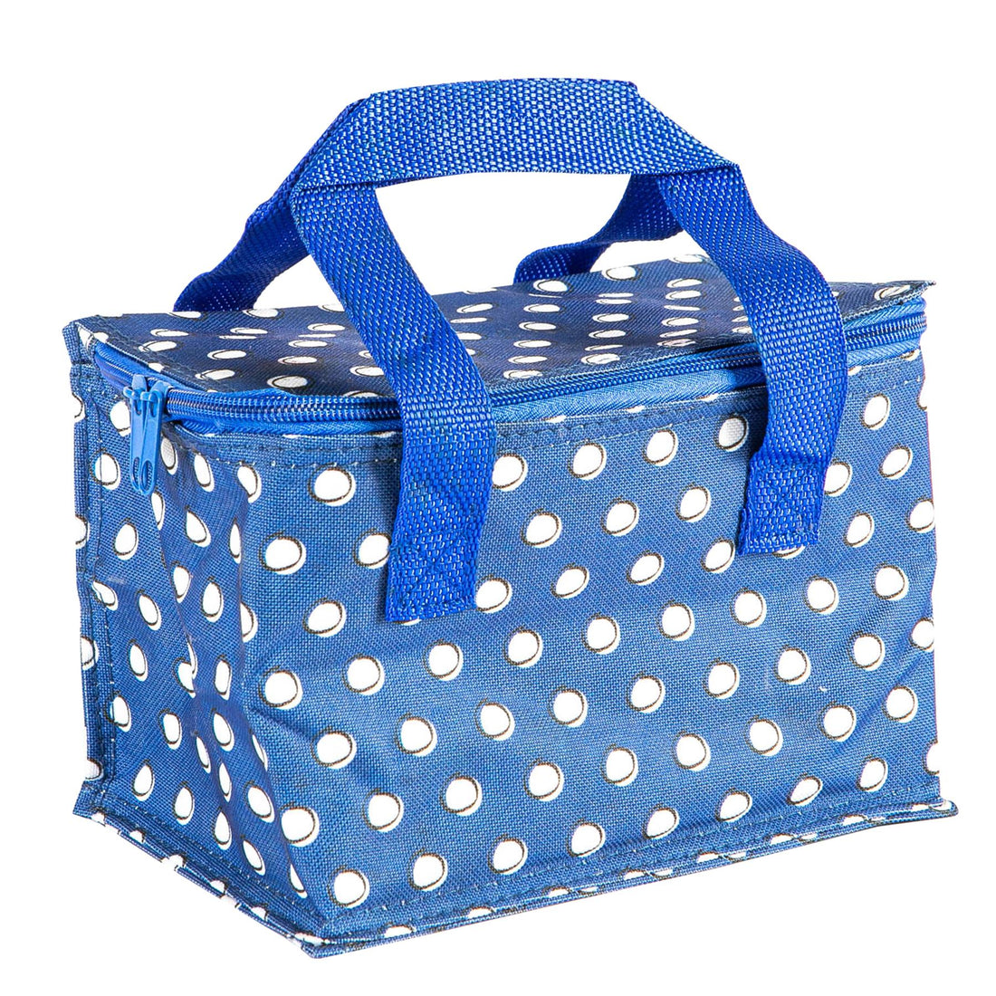 Insulated Lunch Bag - Blue Polka