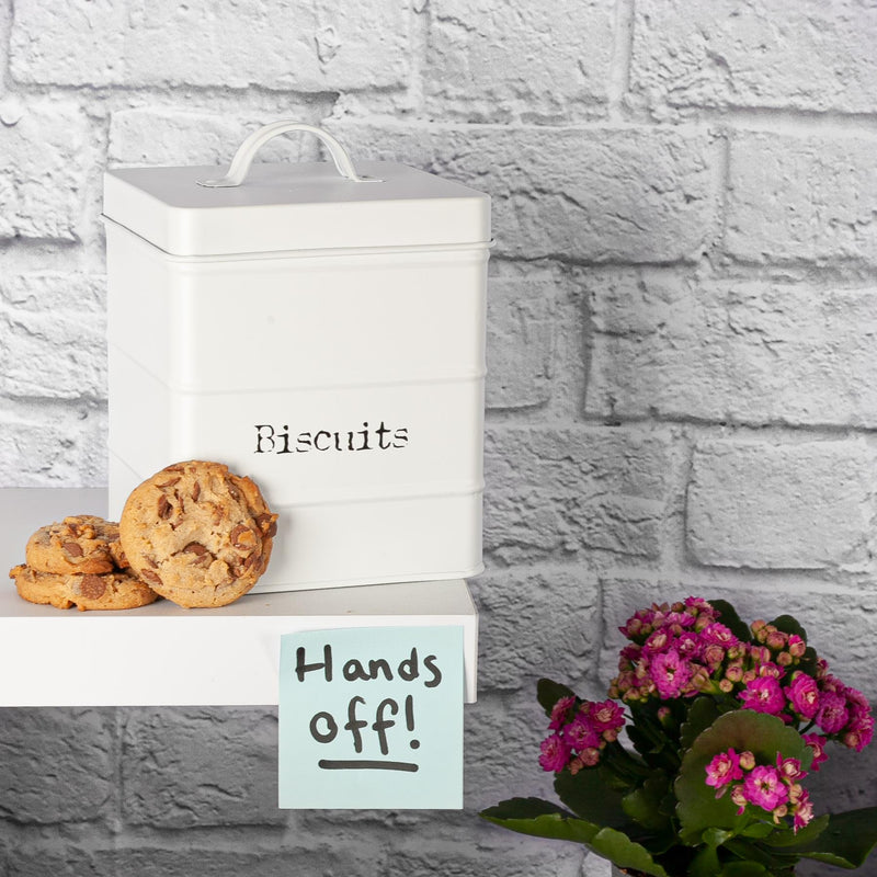 Harbour Housewares Vintage Biscuit Storage Canister - Matte White
