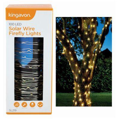 100 LED Warm Solar Wire Firefly Lights Set - By Kingavon