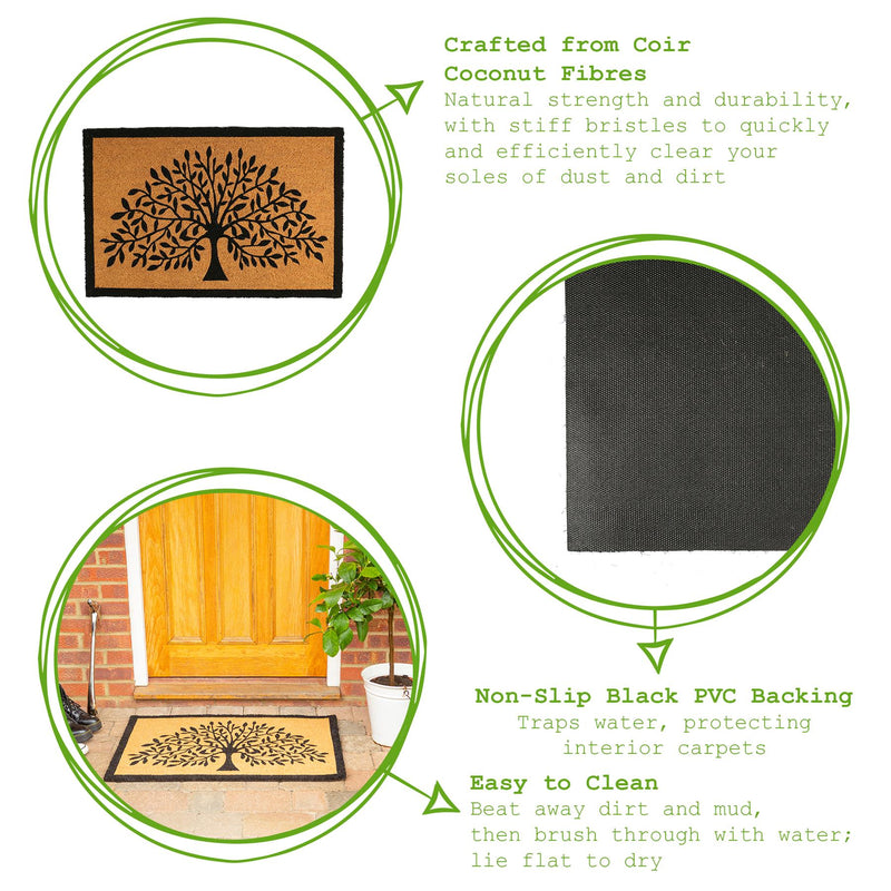 90cm x 60cm Tree of Life Coir Door Mat - By Nicola Spring