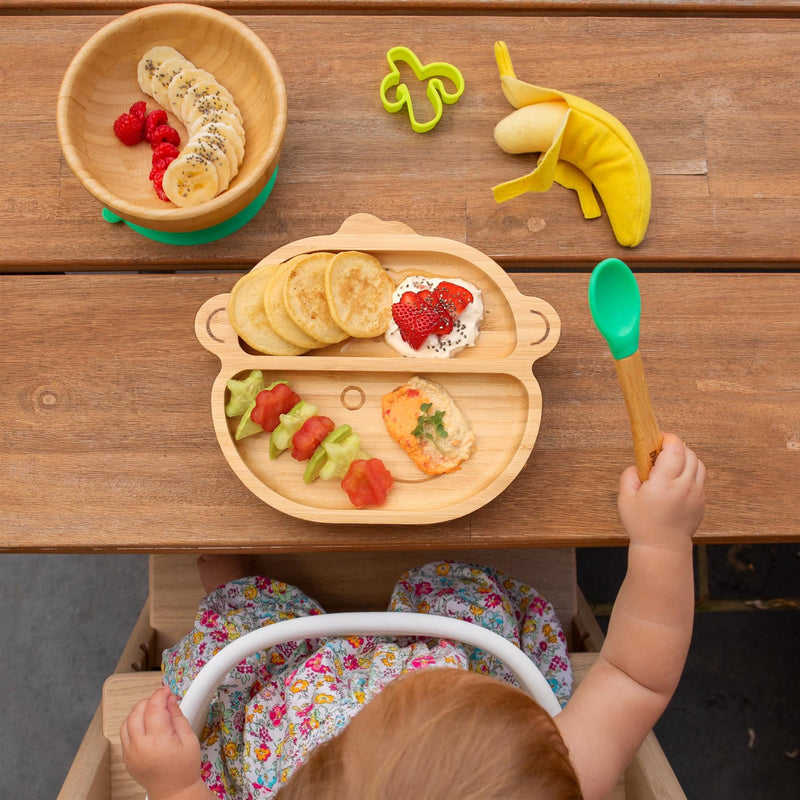 Beige Monkey Bamboo Suction Plate - By Tiny Dining