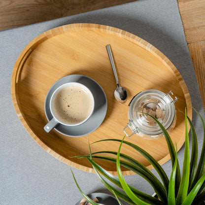 Argon Tableware Coloured Cappuccino Cup - Grey - 250ml with Nicola Spring Embossed Heart Glass Storage Jar