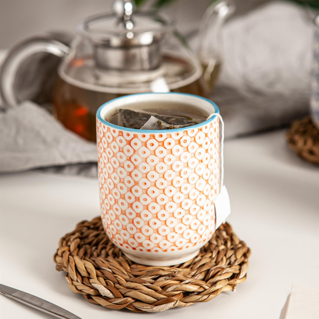 Nicola Spring Hand Printed Porcelain Mug - 280ml - Orange