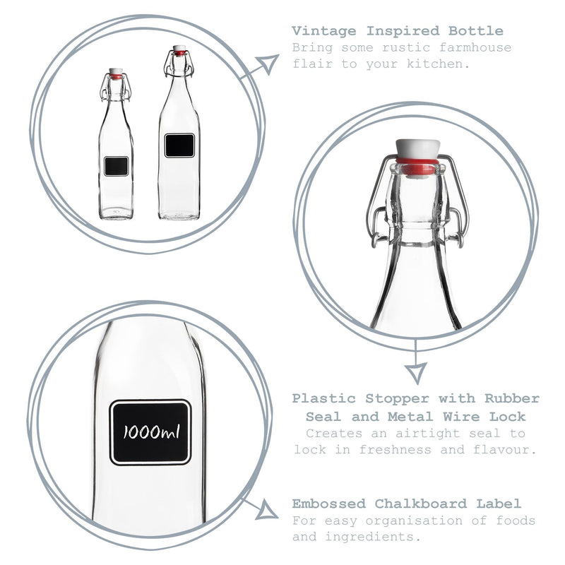 Bormioli Rocco Lavagna Glass Swing Top Bottle with Chalkboard Label - 500ml