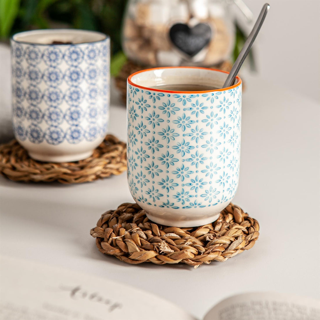 Nicola Spring Hand Printed Porcelain Mug - 280ml - Blue