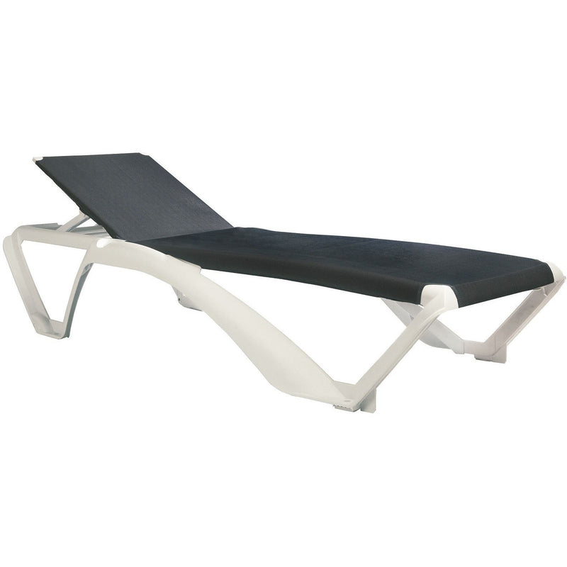 Resol Marina Sun Lounger - White Frame with Blue Jeans Canvas Material