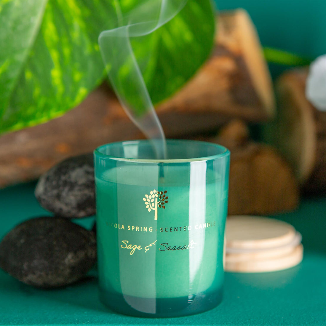 130g Sage &amp; Seasalt Soy Wax Scented Candle - by Nicola Spring