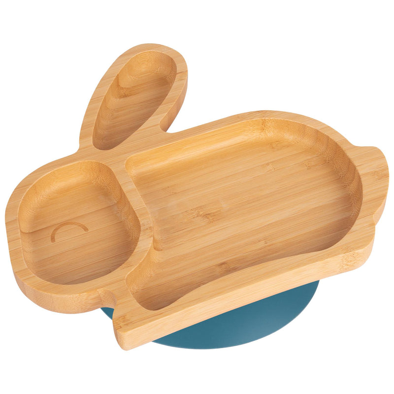 Navy Blue Rabbit Bamboo Suction Plate - By Tiny Dining