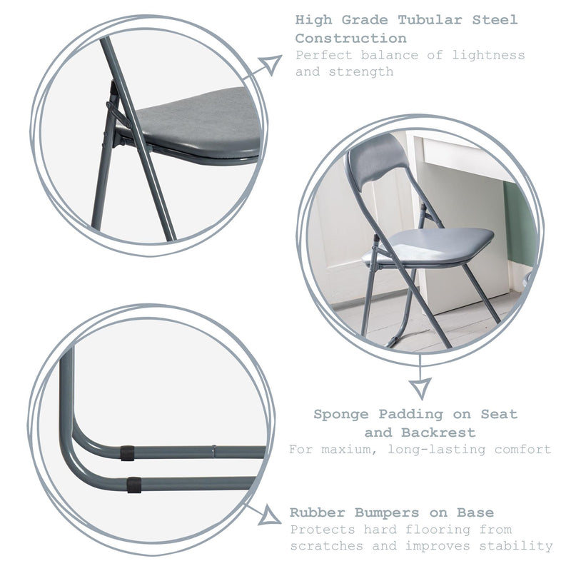 Harbour Housewares Padded Folding Desk Chair - Grey