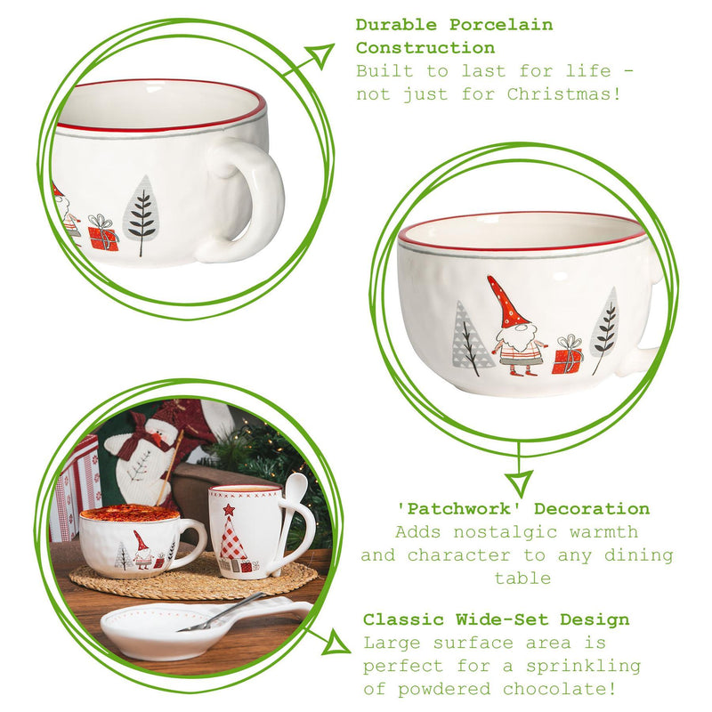 Nicola Spring Christmas Cappuccino Cup - 500ml - Patchwork