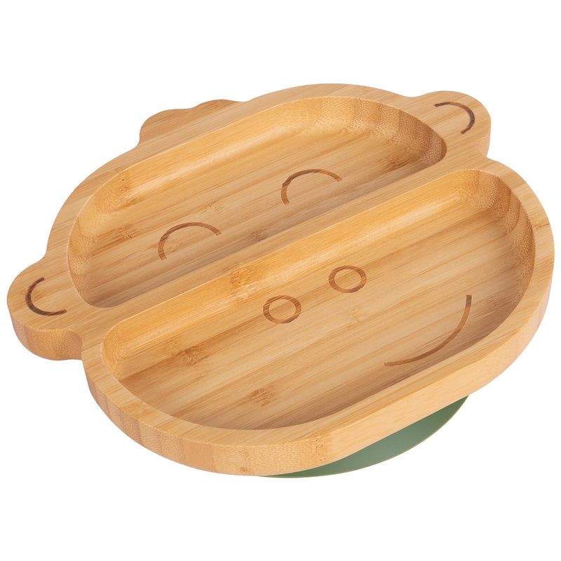 Olive Green Monkey Bamboo Suction Plate - By Tiny Dining