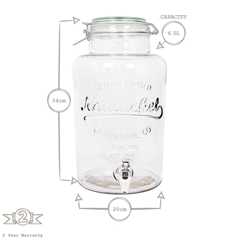 6.5L Glass Drinks Dispenser with Tap - By Rink Drink