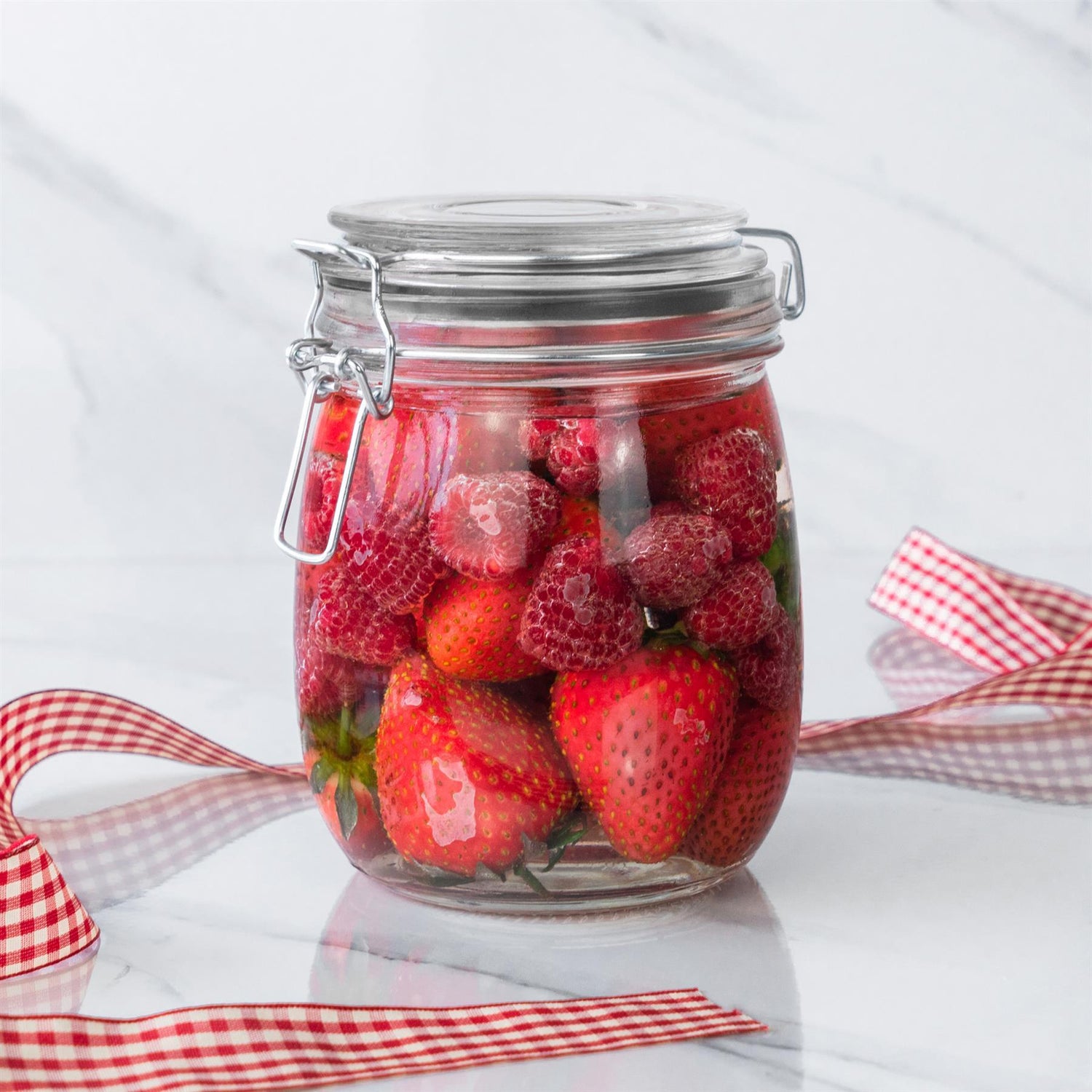 Argon Tableware Glass Storage Jar - 750ml - Black Seal