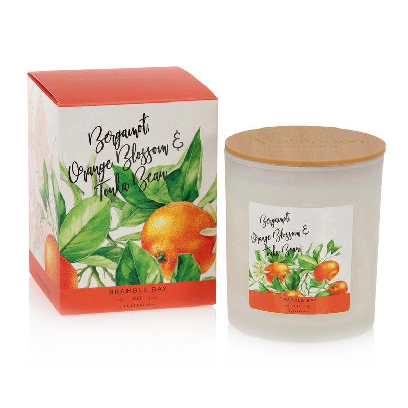 300g Bergamot, Orange Blossom & Tonka Bean Bath & Body Soy Wax Scented Candle - By Bramble Bay