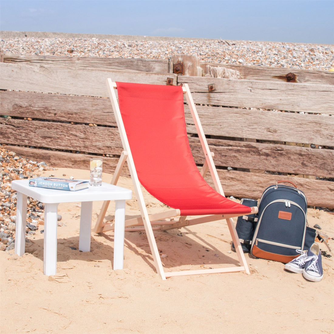 summer beach holiday folding wooden deckchair