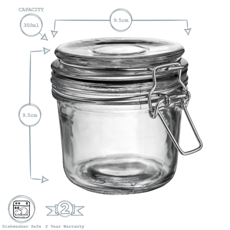 Argon Tableware Glass Storage Jar - 350ml - Black Seal