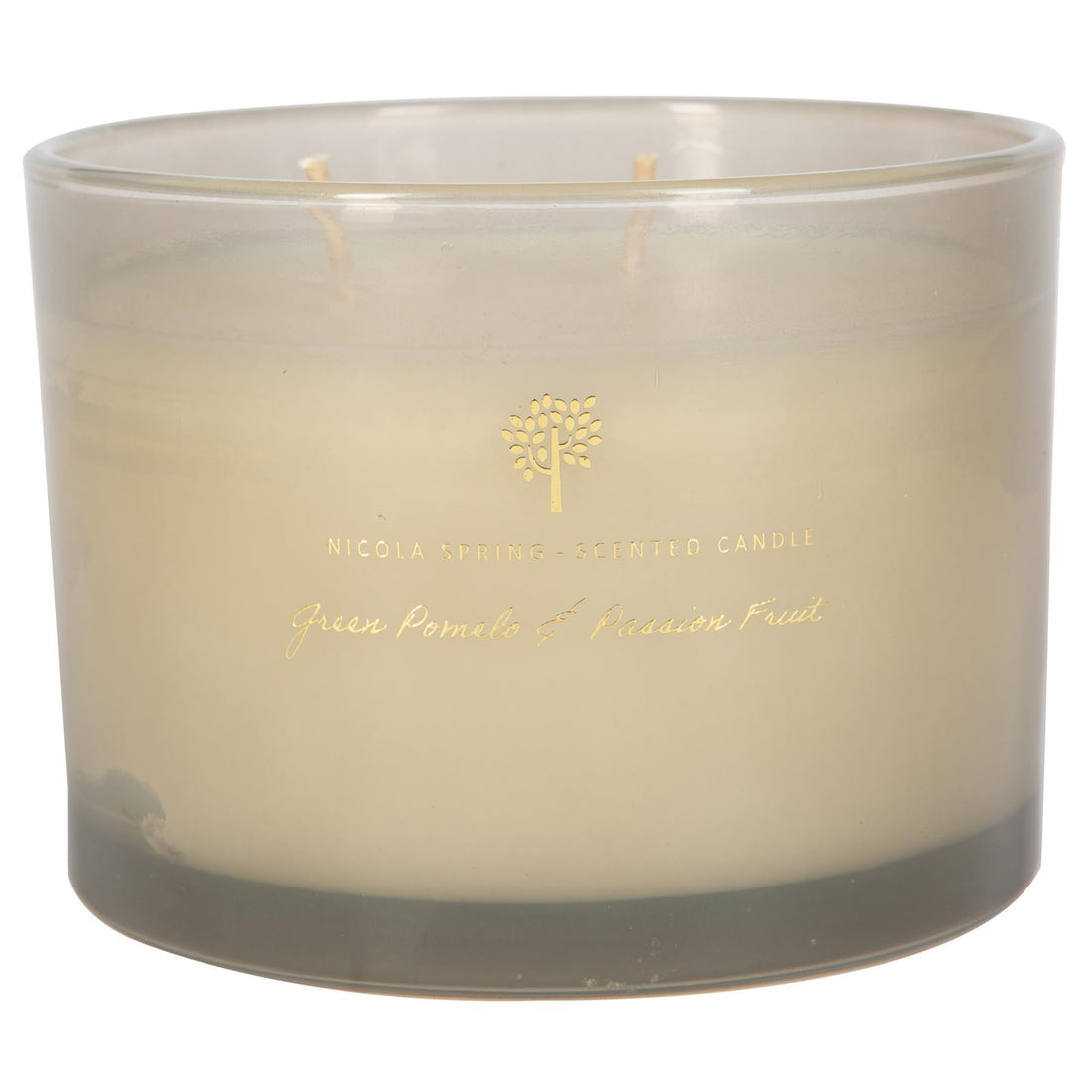 350g Double Wick Green Pomelo &amp; Passion Fruit Soy Wax Scented Candle - by Nicola Spring