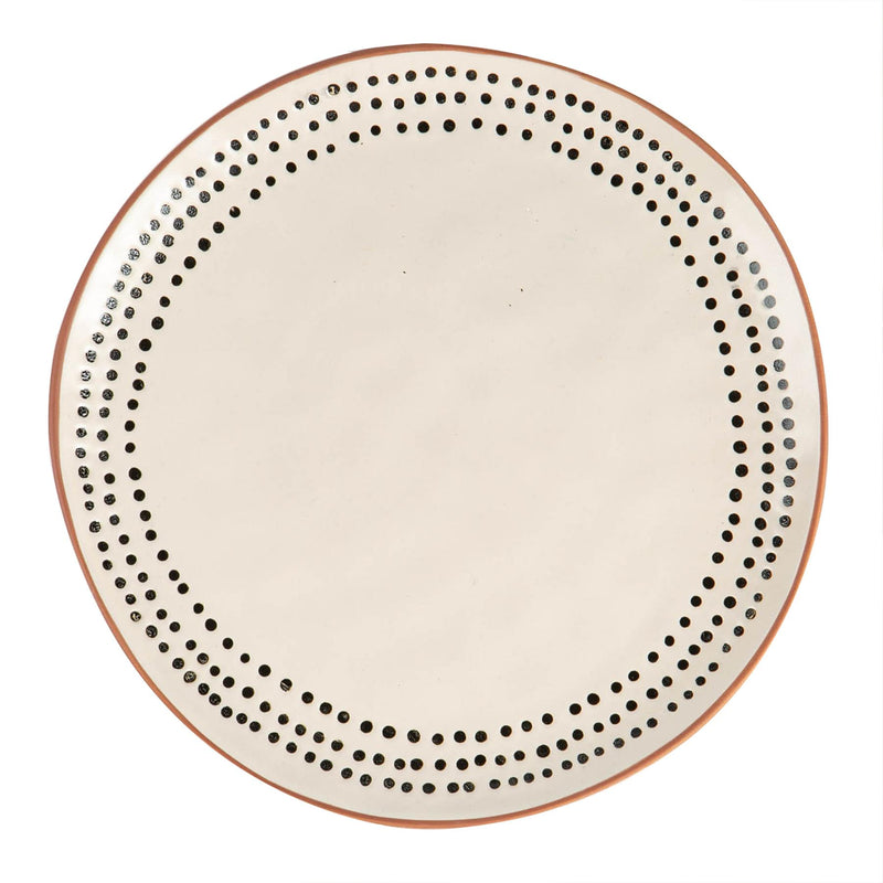 Nicola Spring Ceramic Spotted Rim Dinner Plate - 26cm - Monochrome