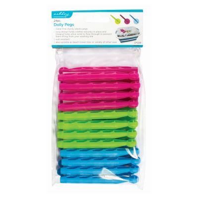 Multi Plastic Dolly Clothes Pegs - Pack of 24 - By Ashley