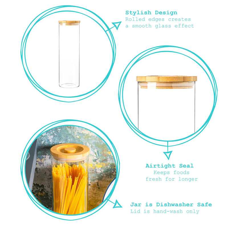 Argon Tableware Glass Storage Jar with Wooden Lid - 2 Litre