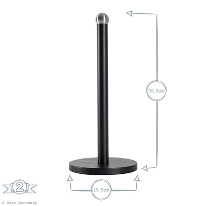 Harbour Housewares Vintage Steel Kitchen Roll Holder - Black