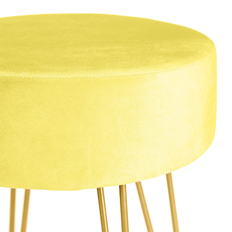 Yellow H40 x D35cm Round Velvet Footstool - By Harbour Housewares